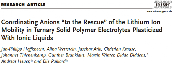 加入双（三氟甲磺酰）亚胺基离子液体对聚环氧乙烷电解质的影响