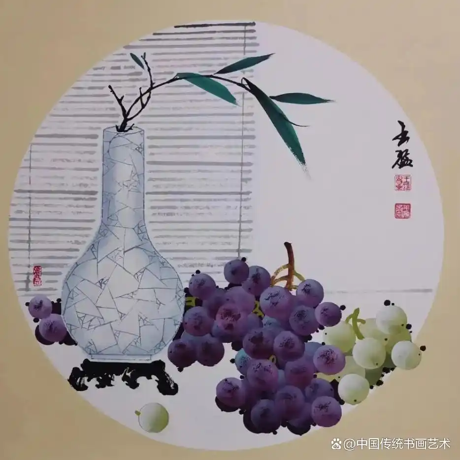 葡萄国画作品_王猛葡萄画技法_画家王猛葡萄画